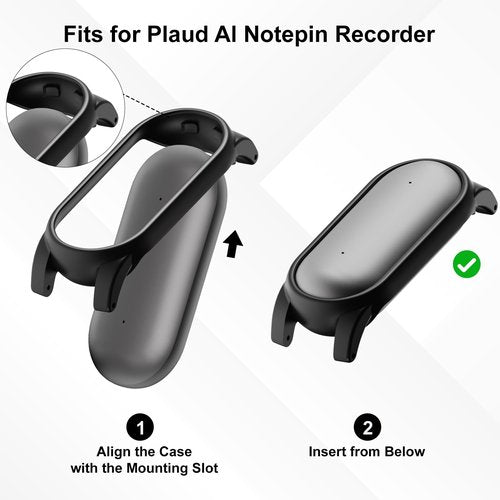 Adjustable Braided Wristband Compatible with Plaud NotePin & NotePin S AI Voice Recorder,Breathable Soft Wearable Strap with Magnetic Buckle and PC Case,Lightweight Band,Recorder Accessories,Black