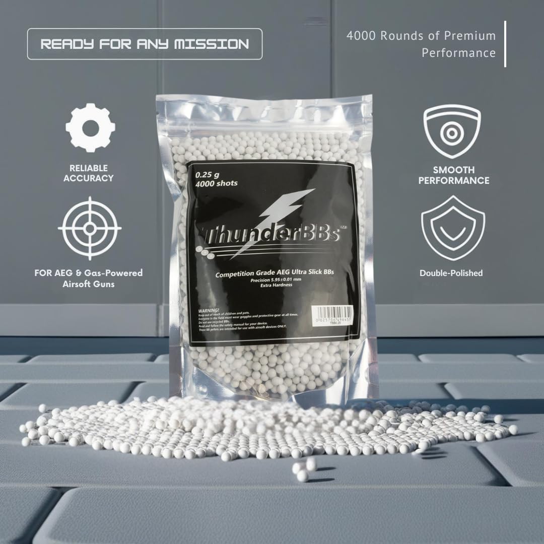 TBB Airsoft BBs 0.25G - Competition Grade, White | 4000 Rounds Per Bag