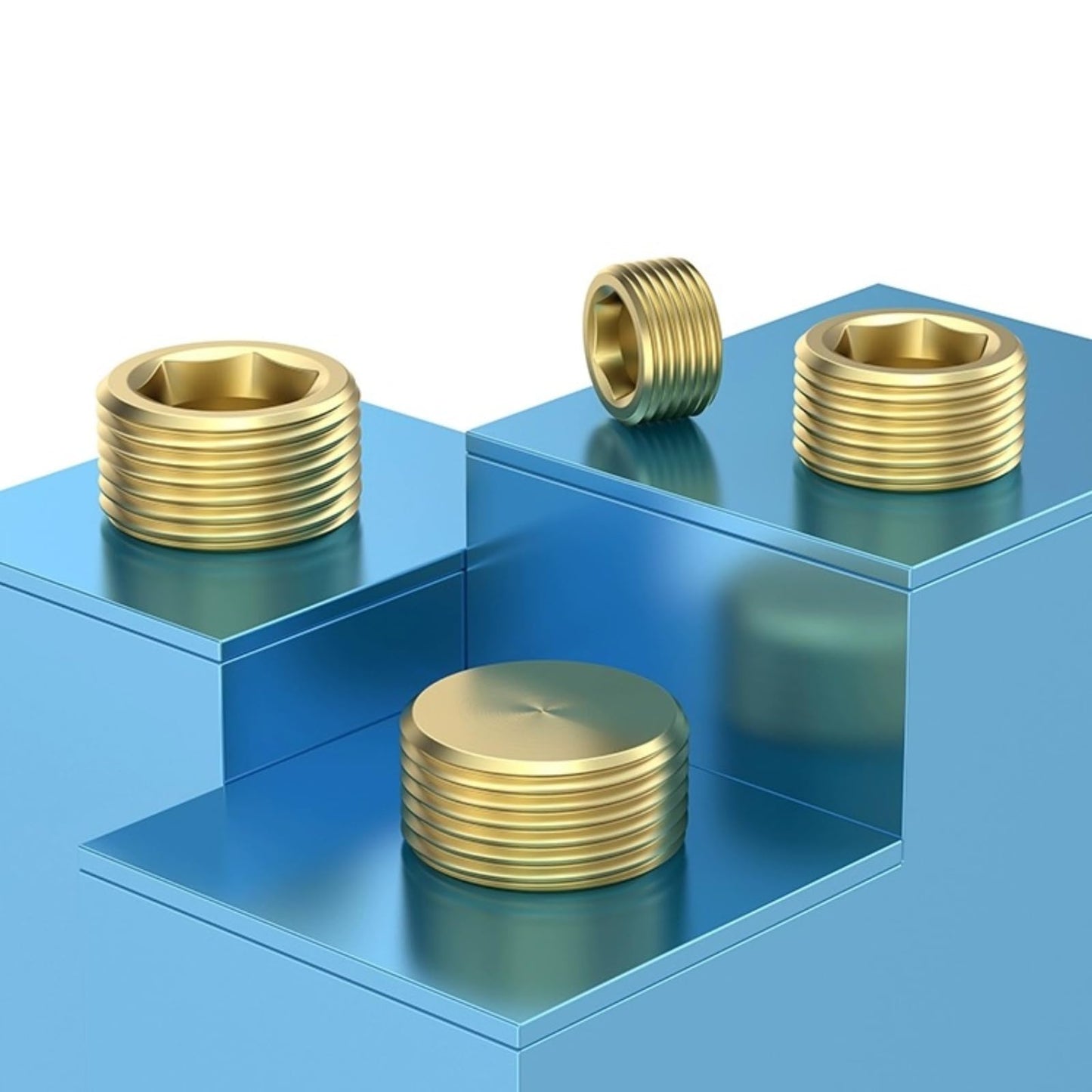 JSMOUID 20PCS 1/4" NPT Brass Male Pipe Plug Fitting Hex Counter Sunk Pipe Plug (1/4" NPT)