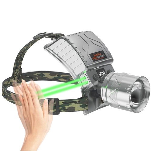 Lokilo High Lumen LED Rechargeable HeadLamp,Zoomable Bright Headlamp with 5 Modes Light, LCD Display, Motion Sensor, Adjustable Headlight for Camping, Outdoors (Zoom Lens-White Light)