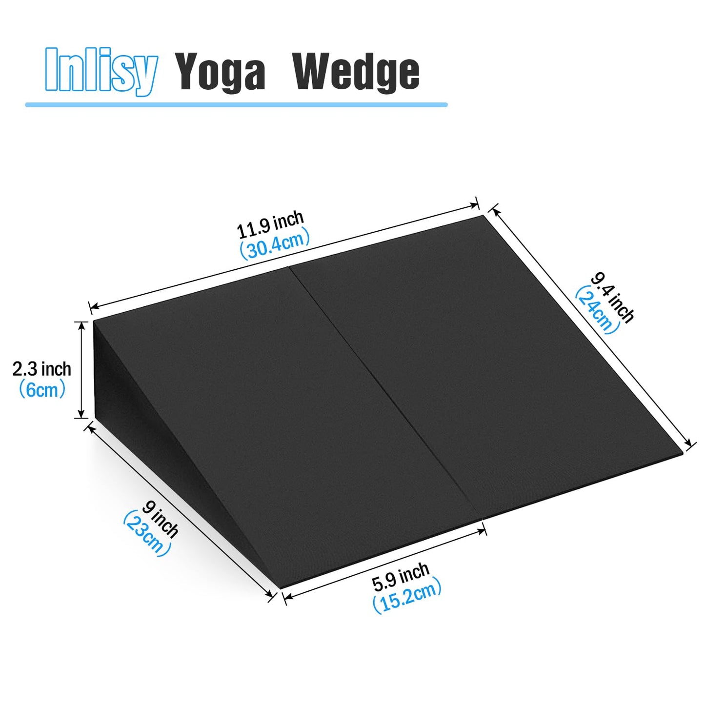 12'' Yoga Wedge Block Foam Wedge Slant Board - 2 Pcs Squat Wedges, Black