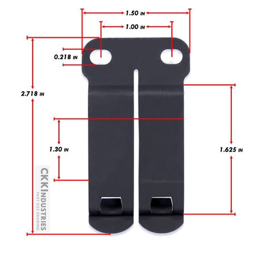 [2 Pack] Monoblock Gear Belt Clips - (w/Hardware) - (1.50in Belts) - Inside-The-Waistband/IWB Holster Mounting Belt Clip Attachment