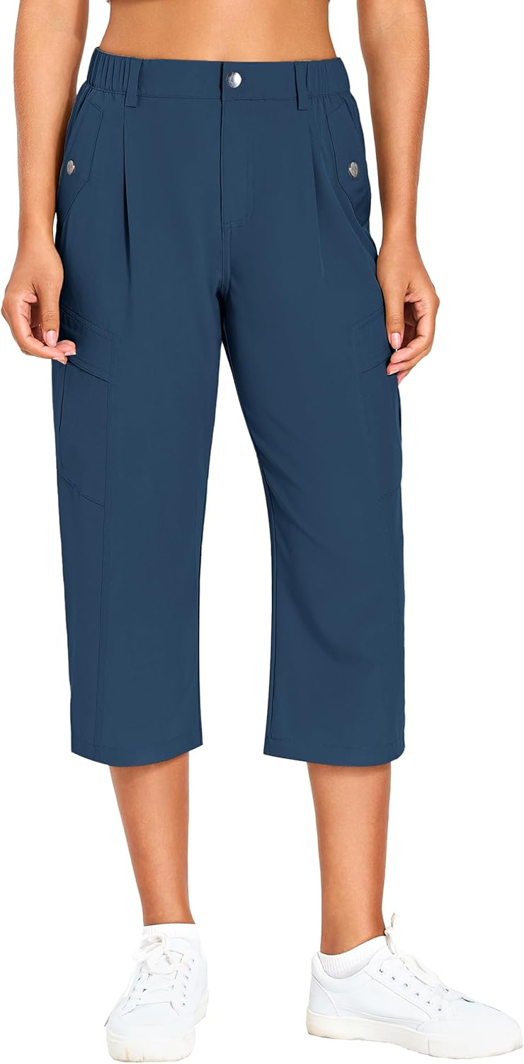 Skiennix Women's Cargo Capris - Lightweight Quick-Dry Hiking Pants | Water-Resistant with 6 Pockets