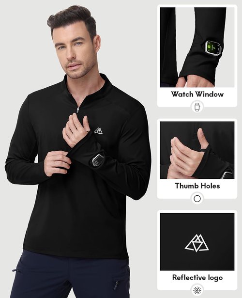 Haimont Men's Lightweight Quarter Zip Pullover | UPF50+ Sun Protection Long Sleeve Hiking Shirt