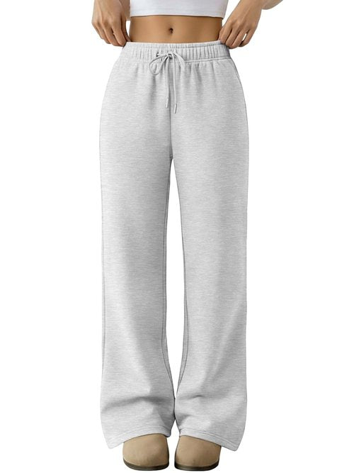 Trendy Queen Women‘s Wide Leg Sweatpants, Baggy Barrel Pants with Pockets, High Waist Lounge Joggers for Fall Winter Grey M