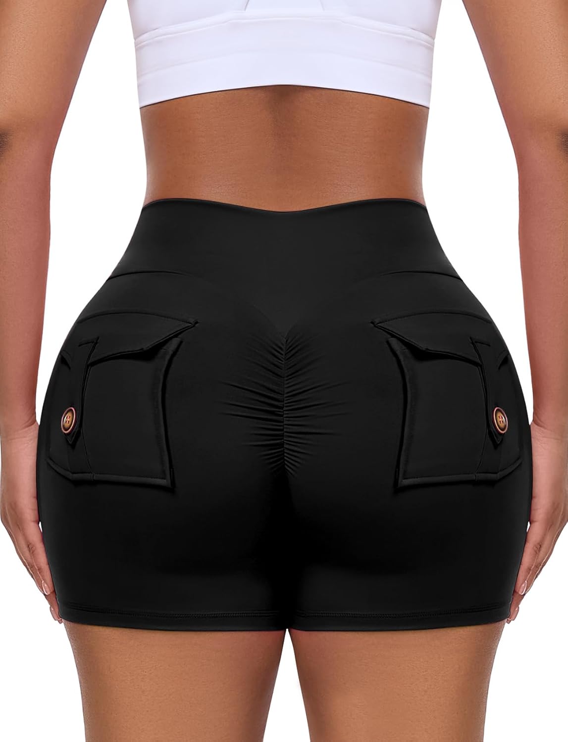 SEASUM Women’s Scrunch Butt Workout Cargo Shorts - V Waist Yoga Booty Lifting | 3"/4.5" Sizes