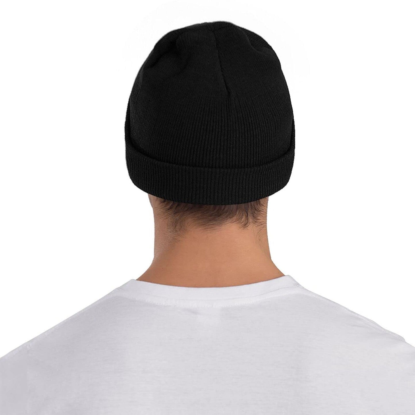 Vxchkerm Skeleton Beanie Hats for Men Women, Funny Halloween Knitted Cuffed Crossbones Cap, Warm Soft Stretchy Embroidered Skull Beanies Winter Hat Black