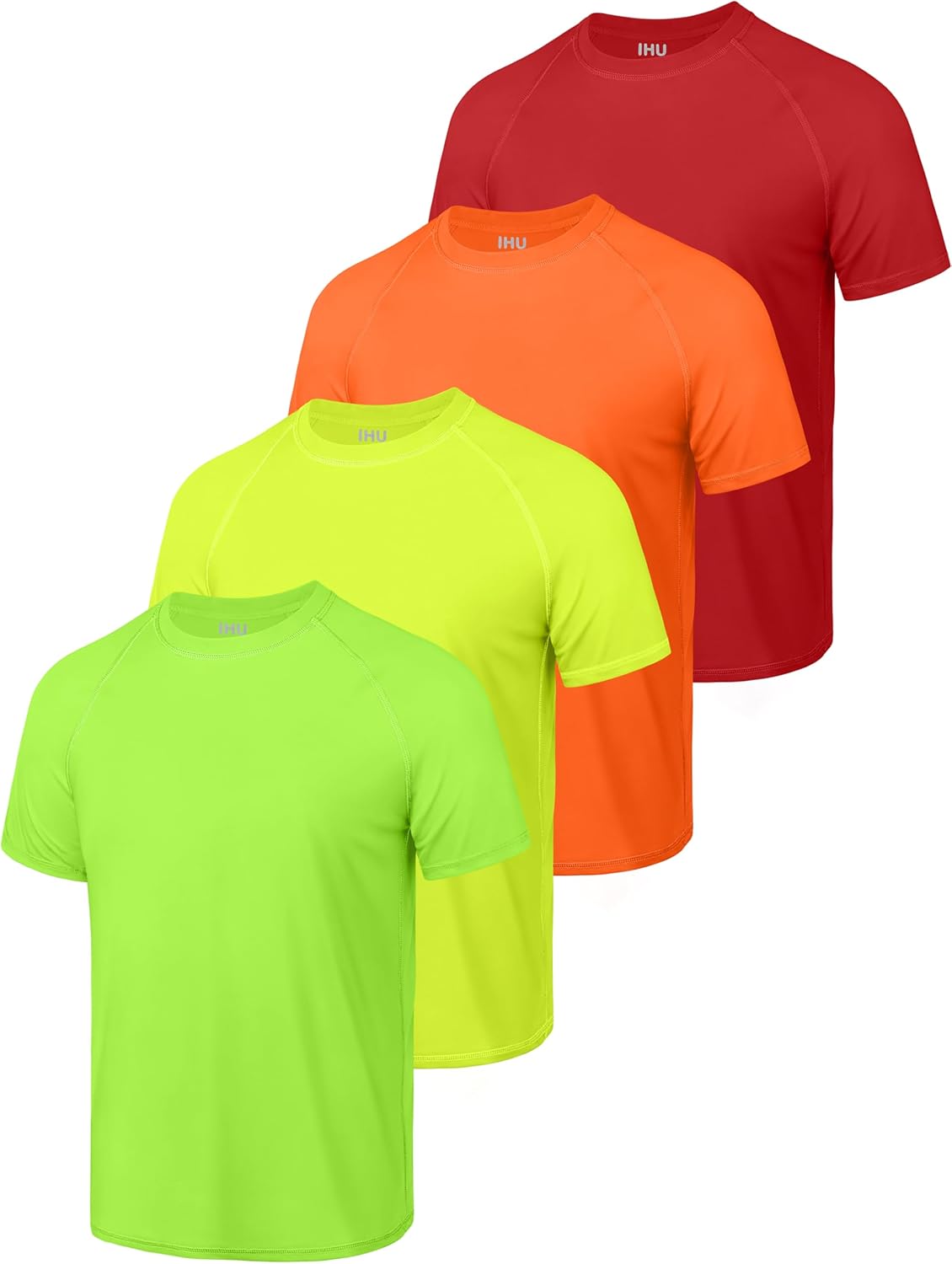 Skiennix Boys' Rash Guard | 4-Pack Neon UPF 50+ Short Sleeve Swim Shirts for Kids