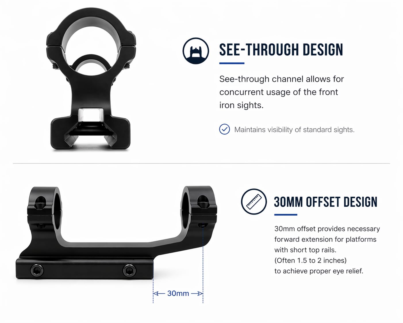 Gotical 1" Cantilever Dual Ring Scope Rings 20mm Picatinny 1 Inch Rail Scope Mount for Rifle Scope (Black - 1" Cantilever Dual Ring) Durable (1" Cantilever Dual Ring Scope Rings.)