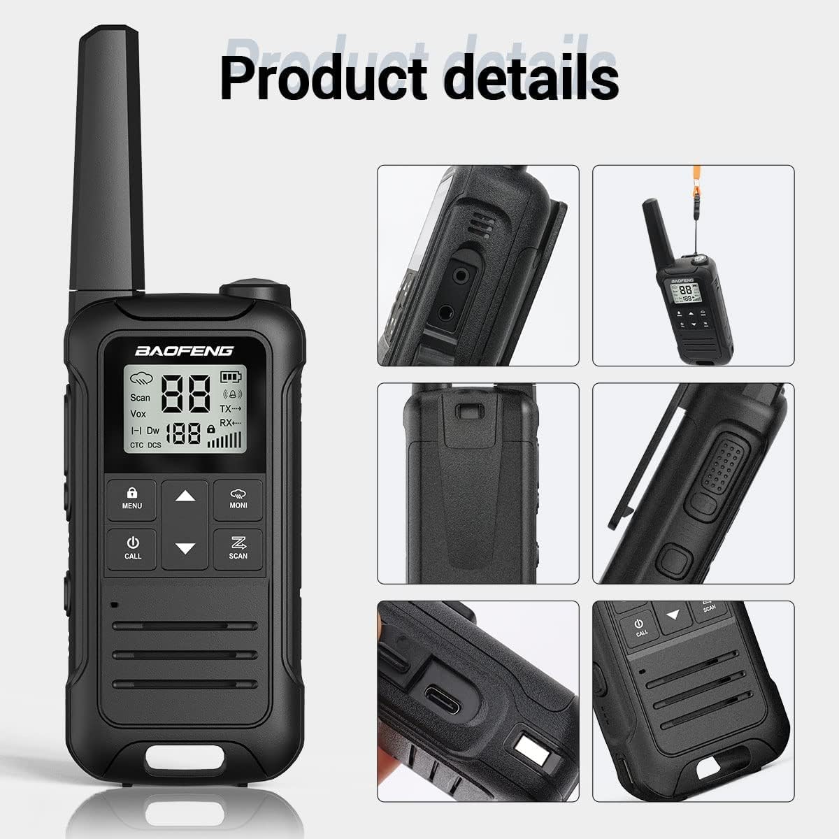 Walkie Talkies Long Range for Adult, 4Pack Rechargeable Baofeng Walkie Talkie F22 FRS Two Way Radio 1400mAh Li-ion Battery,USB-C Cable, NOAA with Flashlight for Camping Family