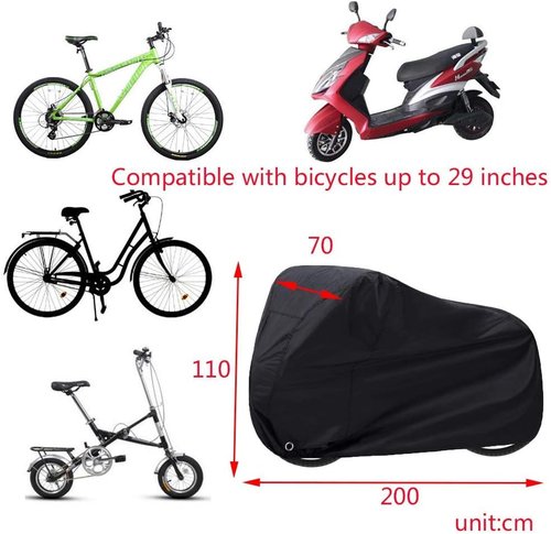 Bike Cover - Waterproof Outdoor Bicycle Cover | Thick Black 29-Inch with Lock Hole & Storage Bag