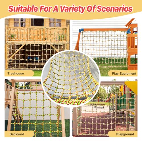 LAKNUAL 3.3ft x 6.6ft Heavy-Duty Polyester Climbing Cargo Net for Kids Outdoor & Indoor Play