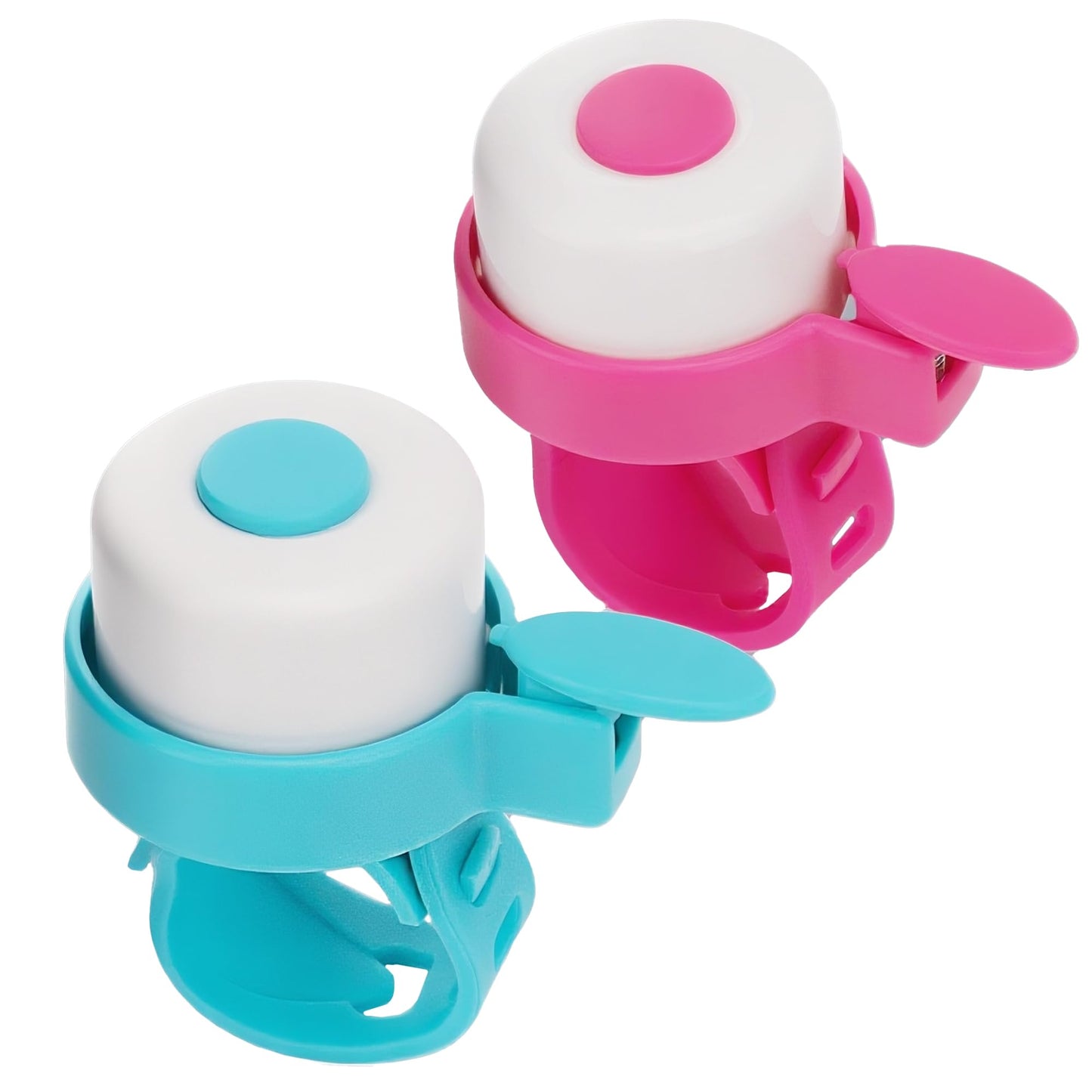 RidingRush Kids Bike Bell – Silicone Strap Bicycle Bell for Boys & Girls, Easy Install, Adjustable Ring for Kid Bike Handlebar, Ideal for Toddler Scooters and Bikes (Blue and Pink)