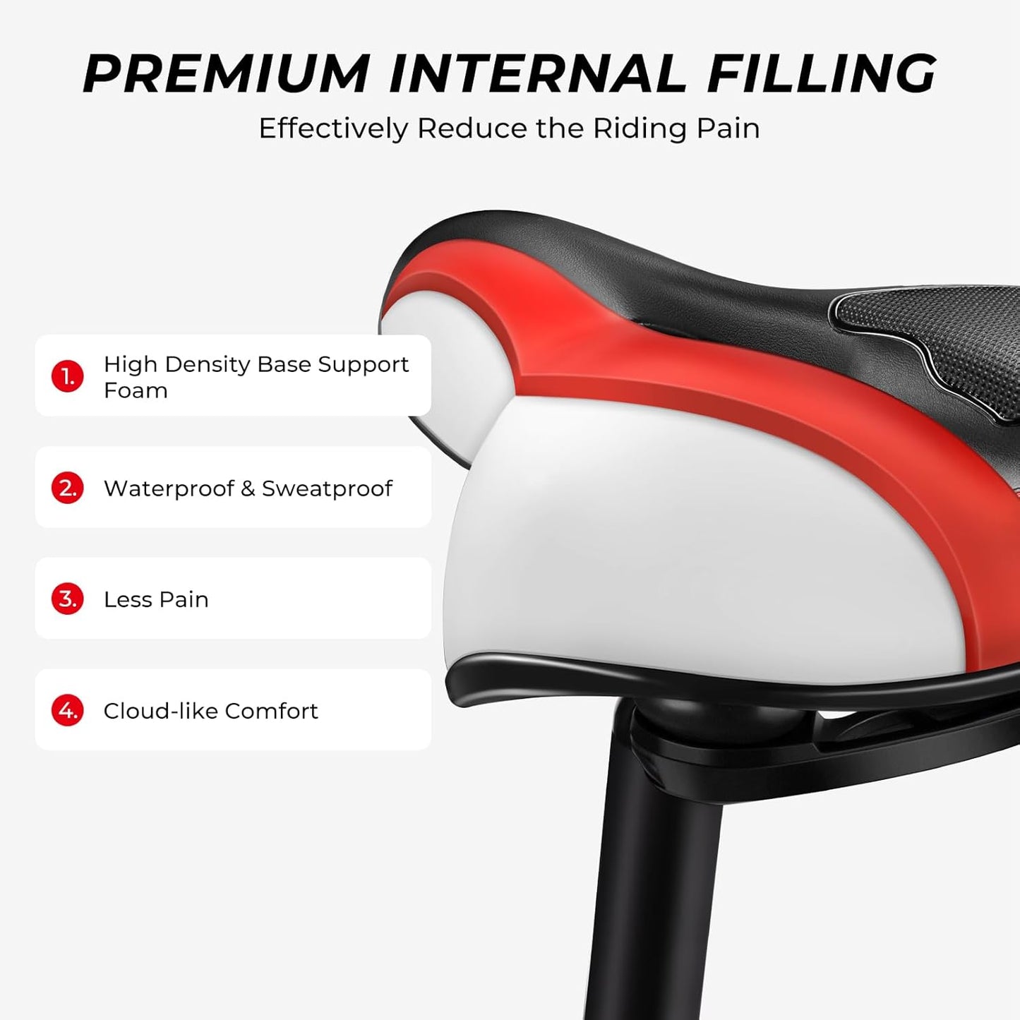 YOUNGDO Bike Seat - Comfortable Wide Gel Saddle for Road & Mountain Bikes | Breathable Design