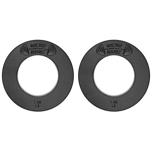Micro Gainz Calibrated Fractional Weight Plate Set of 2 Plates, Choose Set (.25LB-1.25LB), Designed for Olympic Barbells for Strength Training & Micro Loading Bar Weights, Made in USA (1lb Black)