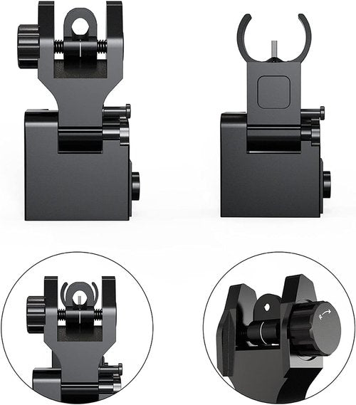 Marmot Full Metal Flip Up Gun Sights - CQB & Precise Mode Fiber Optic Rifle Sights