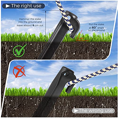 9 Inch Plastic Inflatable Tent Stakes - 8 Pack, Black