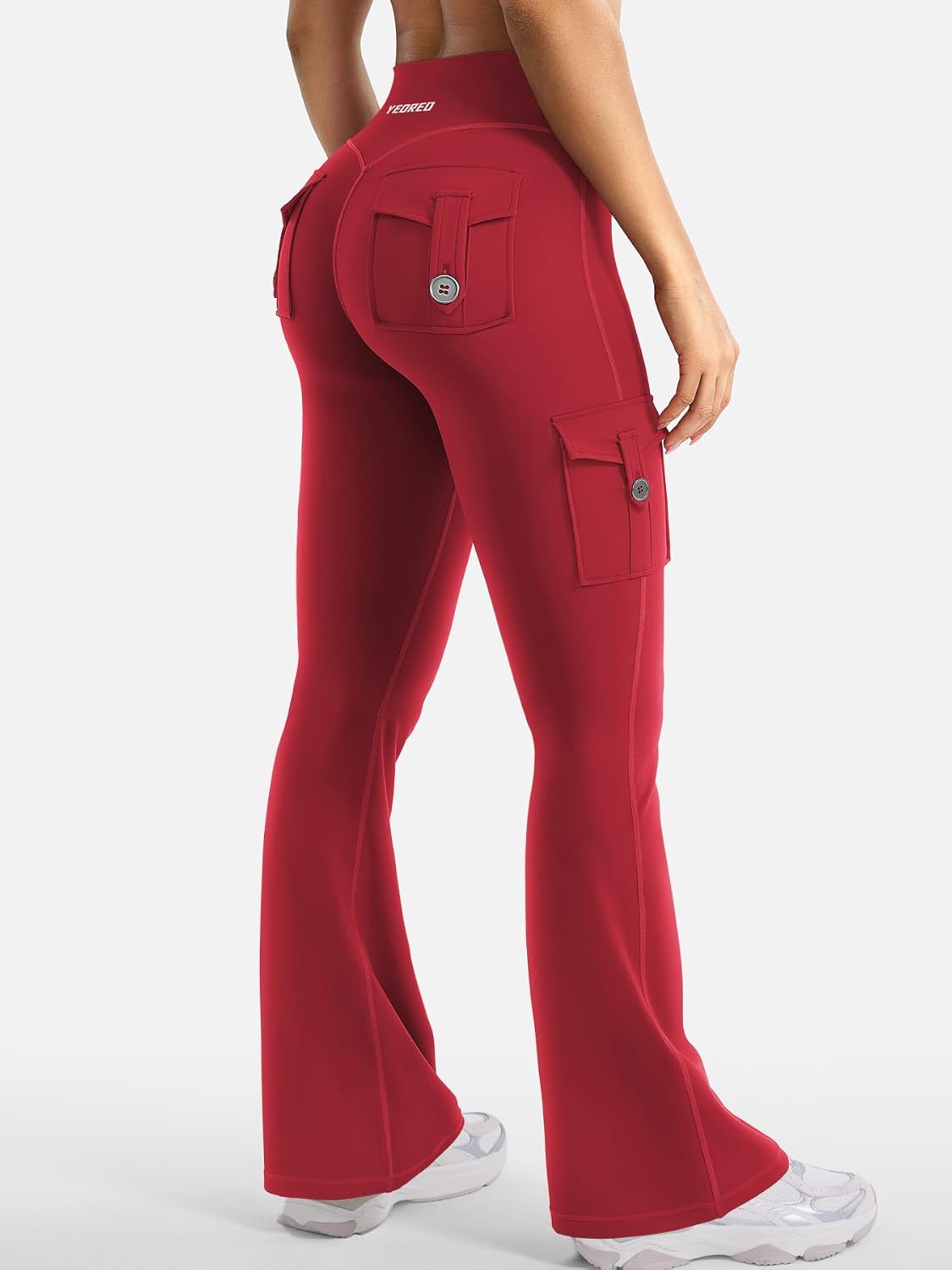 YEOREO CoreFlex High-Waisted Flare Leggings for Women - Hidden Pockets & No Front Seam | Gym & Yoga