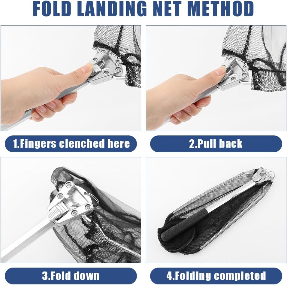 Skiennix Fishing Net - Collapsible Telescopic Handle with Durable Nylon Mesh - Small Size for Freshwater & Saltwater