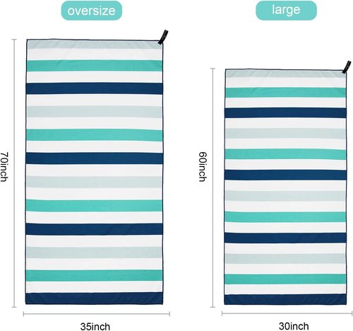 Exclusivo Mezcla Oversized Microfiber Quick-Dry Beach Towels - Lightweight & Sand-Free | Green & Purple, 35x70 Inches