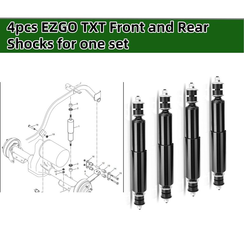 Dr.Acces Golf Cart Shock Absorbers for EZGO TXT Front and Rear Shock Absorbers Replaces OEM# 76418-G01, 70248-G01, 70324-G01, 76419-G01-4 PCS