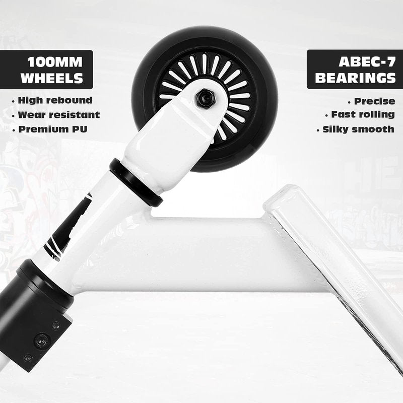 Pro Scooter - Trick Scooters | Entry Level Stunt Scooter for Kids Ages 6-12 Years and Up, Lightweight Complete BMX Freestyle Scooter for Beginners (2022 Black White)