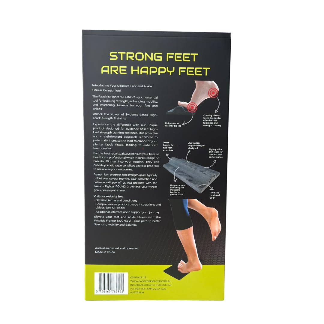 Fasciitis Fighter ROUND 2 -Targeted Plantar Fasciitis and Heel Pain Relief, Foot and Arch Strengthening and Stretching Tool for Tight Calf and Arch. High Density EVA foam.