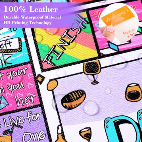Drinking Games for Adults - Color-Blocked Leather Mat Board Game
