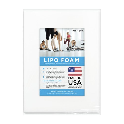 IMPRESA Liposuction Foam Pads - 3-Pack - White - 8 x 11 x 0.5 in - for Abdominal Binder Post Surgery - Even Pressure for Liposuction Compression Garments - Custom Fit for Tummy Tuck Recovery