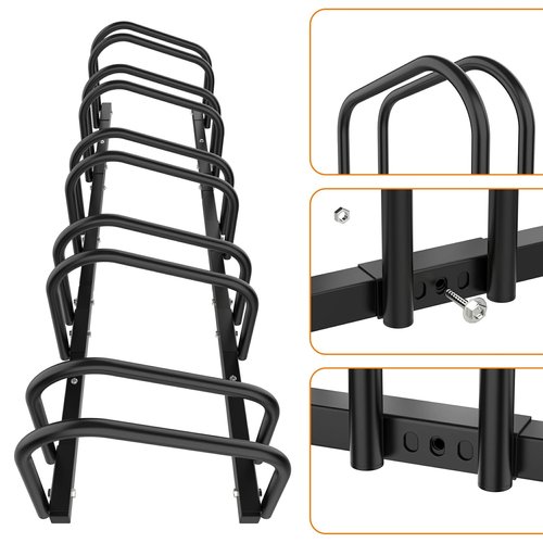 WALMANN 5 Bikes Floor Bike Stand, Bike Parking Rack Garage Bike Storage Stand Indoor/Outdoor 22-28" Wheel Stand, Max. Tire Width 2.1"