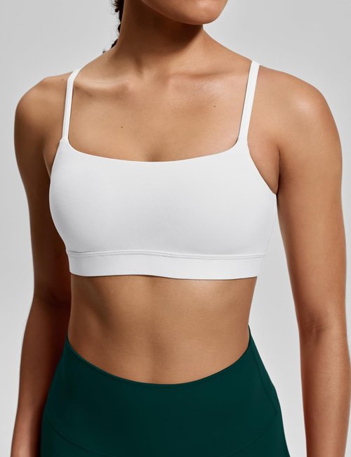HeyNuts Women's Scoop Neck Sports Bra - Padded U-Back Camisole Yoga Top for A-C Cups