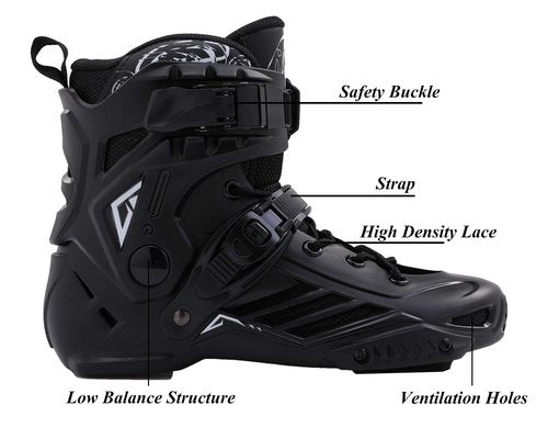 LIKU Unisex Professional Inline Skates for Women Men Adult Youth Black Rollerblade(Men 8,Women 9)