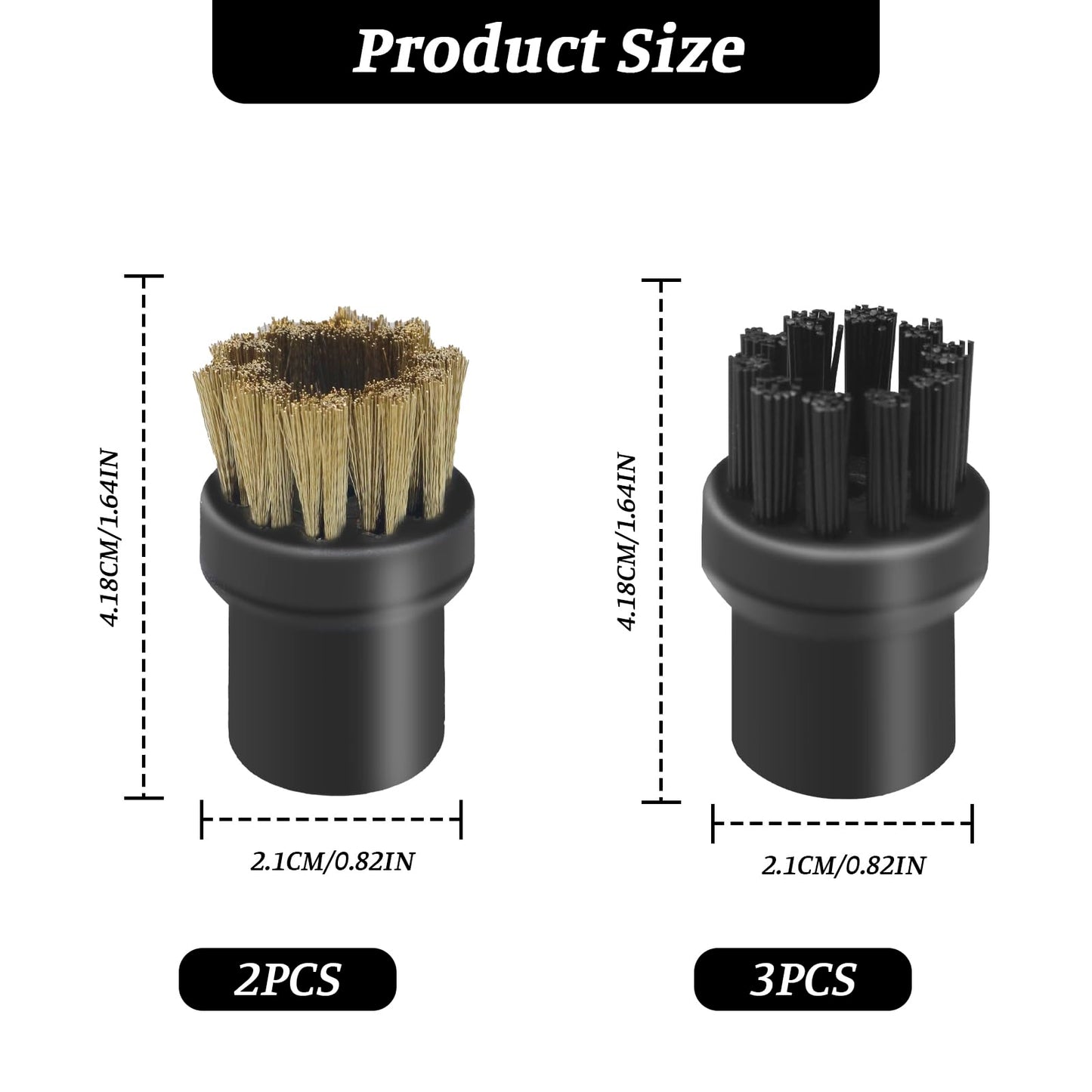 Steam Cleaner Attachments, 5 PCS Steam Cleaner Brush Head, Brass Brush Head Accessories for Karcher SC1 SC2 SC3 SC4 SC5 SC7 CTK10（2 PCS Brass Brushes + 3 PCS Nylon Brushes）