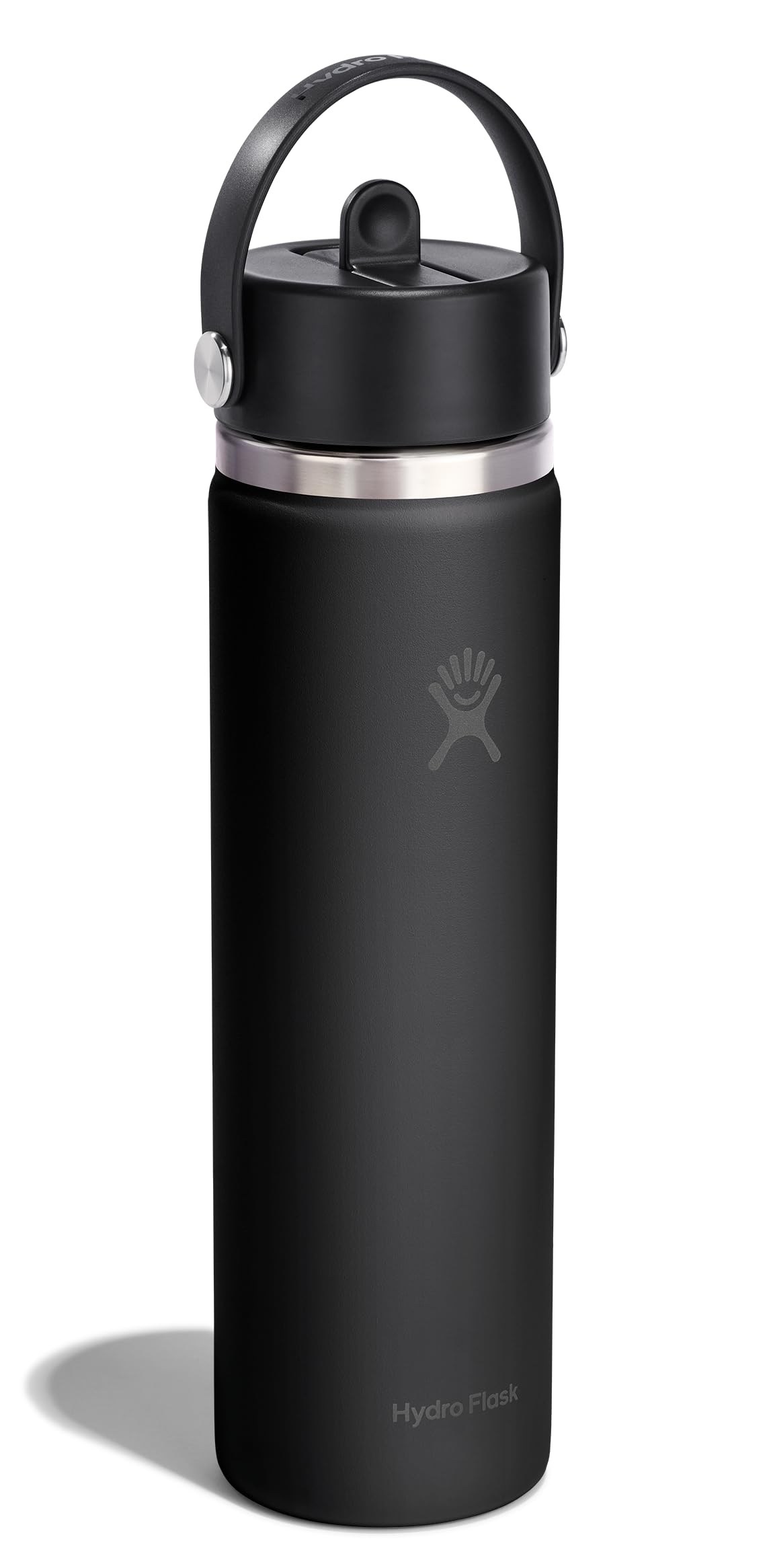 Hydro Flask Water Bottle - Insulated Stainless Steel - Wide Straw Lid, Non Spill, Leakproof in 24 Oz Tonal Black