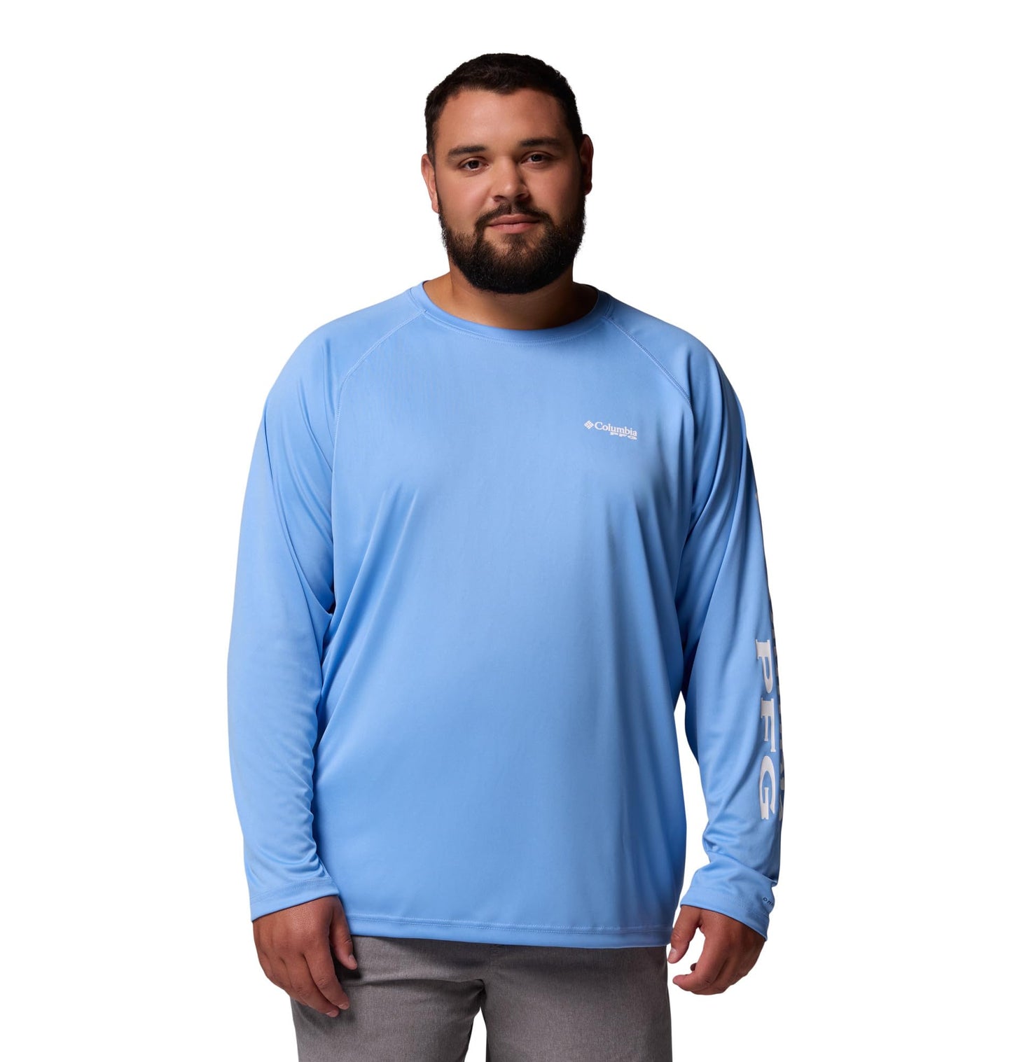 Columbia Men's PFG Terminal Tackle Long Sleeve Fishing Shirt, White Cap/White Logo, 5X Tall