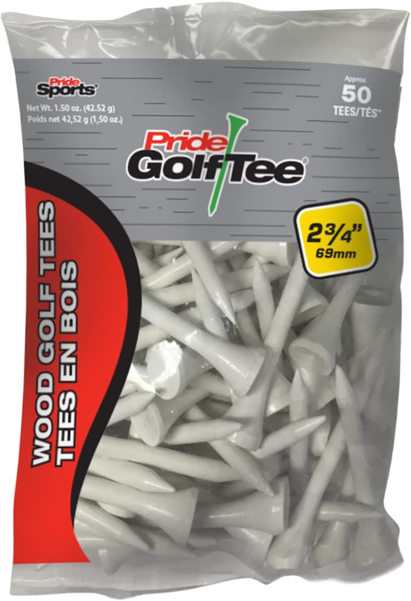 Pride Golf Tee - Deluxe 2-3/4 Inch Tees | 50 Count Bag for Enhanced Performance