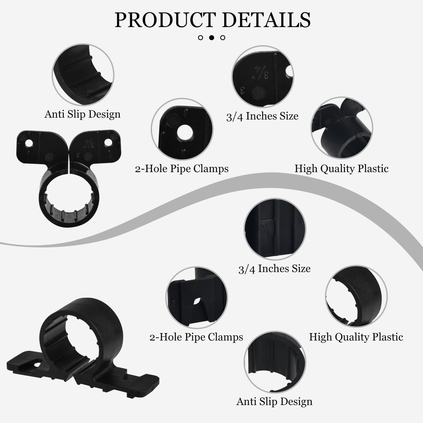 letesult 52PCS 3/4 Inch Pex Suspension Pipe Clamps Set, Pipe Supports Suspension Clamp Includes 40PCS Black Pex Tubing Pipe Support & 12PCS Butterfly Style Pex Tubing Clamps for Pex, Copper, CPVC Pipe