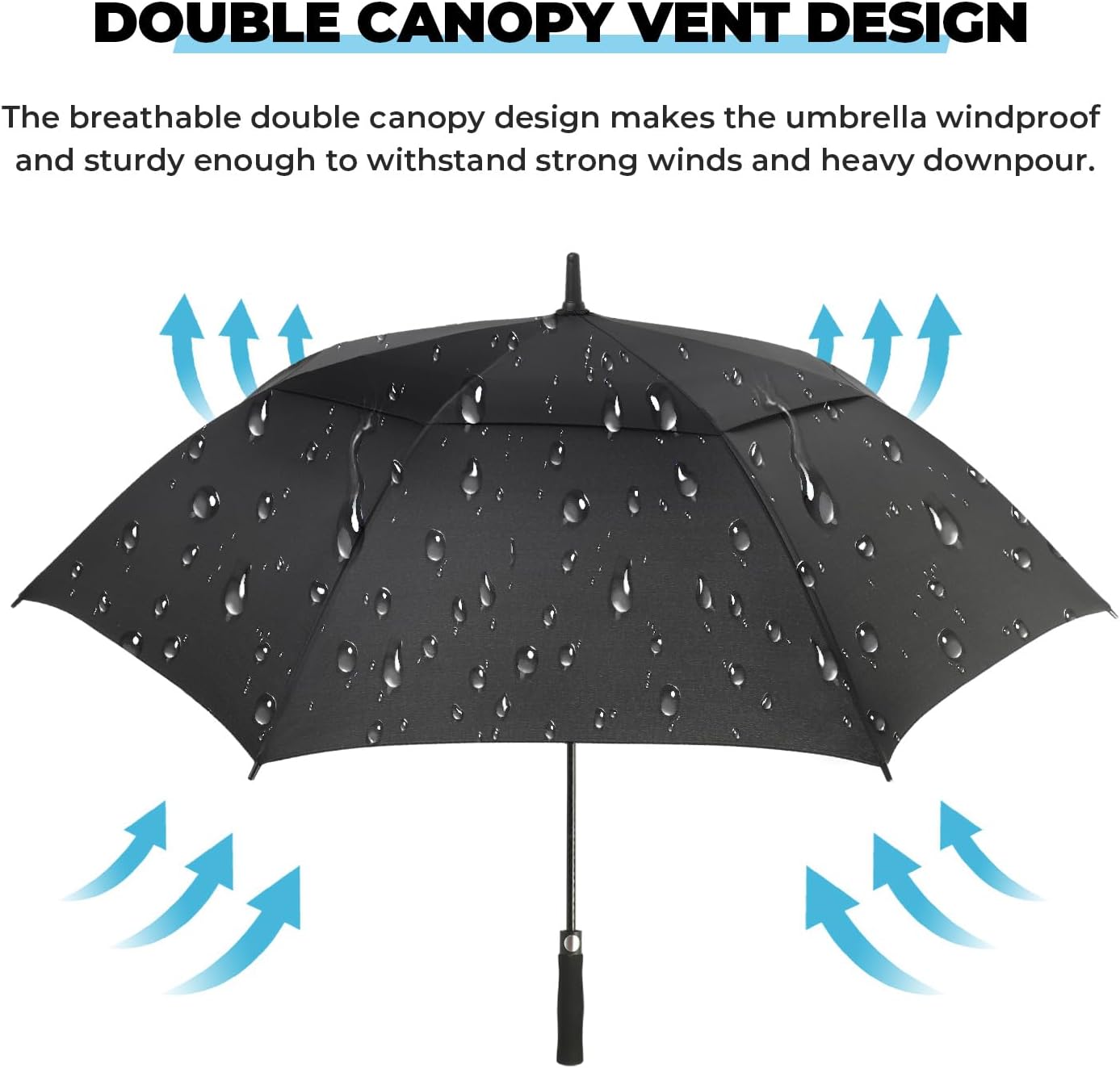ZDSSM Automatic Open Golf Umbrella - Extra Large 54/62/68/72 Inch Windproof & Waterproof Double Canopy