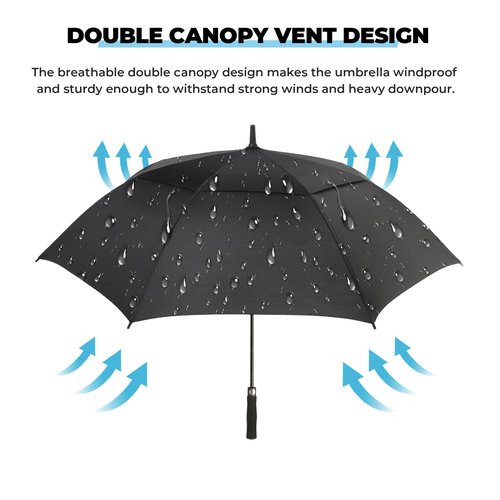 ZDSSM Automatic Open Golf Umbrella, 54/62/68/72 inch Extra Large Oversize Double Canopy Vented Stick Umbrellas, Windproof Waterproof Umbrella for Men And Women
