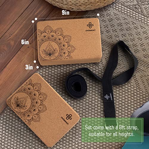 Cork Yoga Blocks Set with 8ft Strap - Eco-Friendly Support