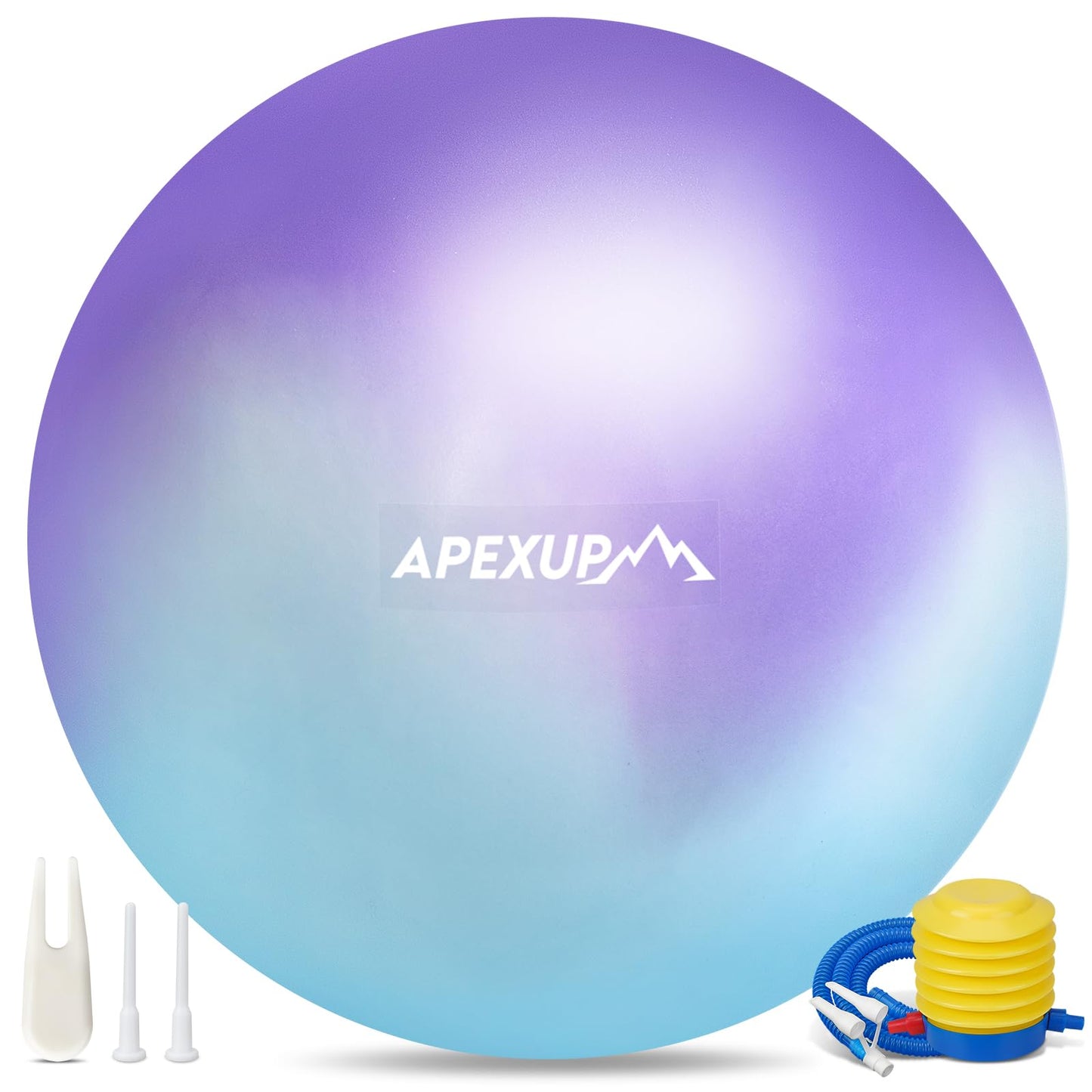 APEXUP Yoga Ball, 660 lbs Anti-Burst Exercise Ball with Pump, 5 Sizes (L(23"~26") 65cm, Blue Purple)