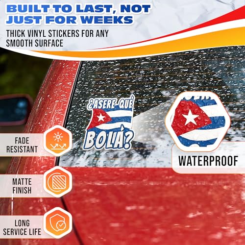 Cuban Flag Stickers - 3 Pcs Vinyl Car Decals - Blue-Red