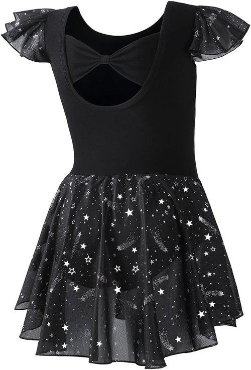 DIPUG Girls Ballet Leotards - Shiny Toddler Dance Dress with Ruffle Sleeves | Perfect for Recitals