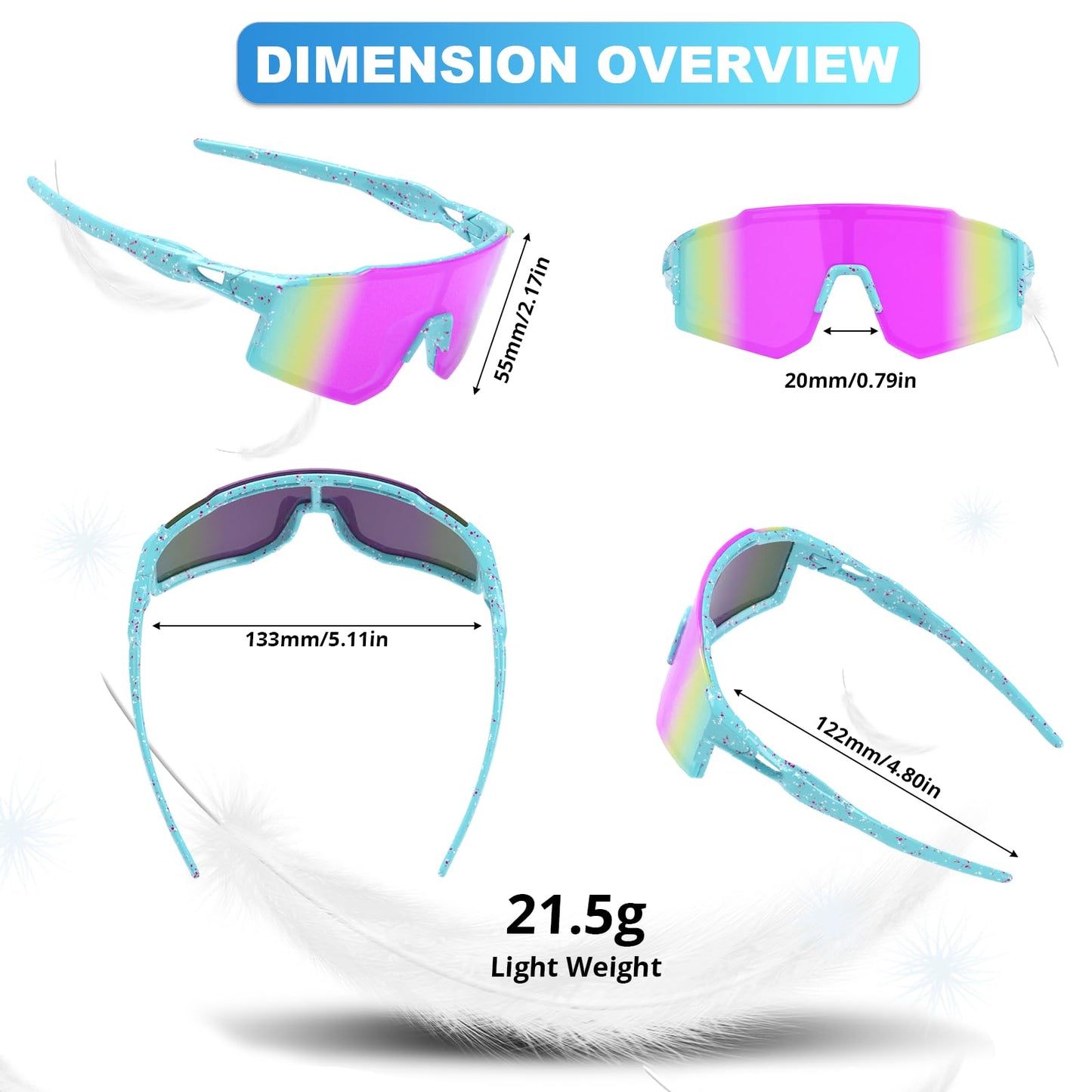 CMBJJU Kids Sunglasses,Youth Baseball Glasses for Boys Girls Age 6-14,Sports UV Protection Goggles (Red)