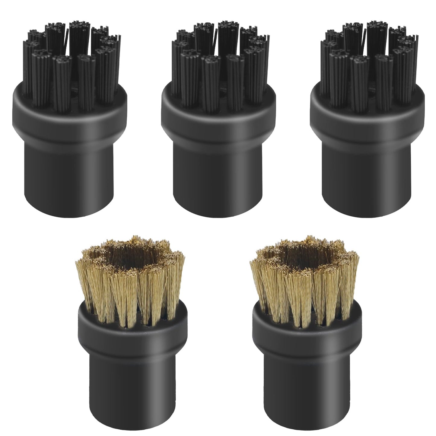 Steam Cleaner Attachments, 5 PCS Steam Cleaner Brush Head, Brass Brush Head Accessories for Karcher SC1 SC2 SC3 SC4 SC5 SC7 CTK10（2 PCS Brass Brushes + 3 PCS Nylon Brushes）