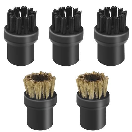 Steam Cleaner Attachments, 5 PCS Steam Cleaner Brush Head, Brass Brush Head Accessories for Karcher SC1 SC2 SC3 SC4 SC5 SC7 CTK10（2 PCS Brass Brushes + 3 PCS Nylon Brushes）