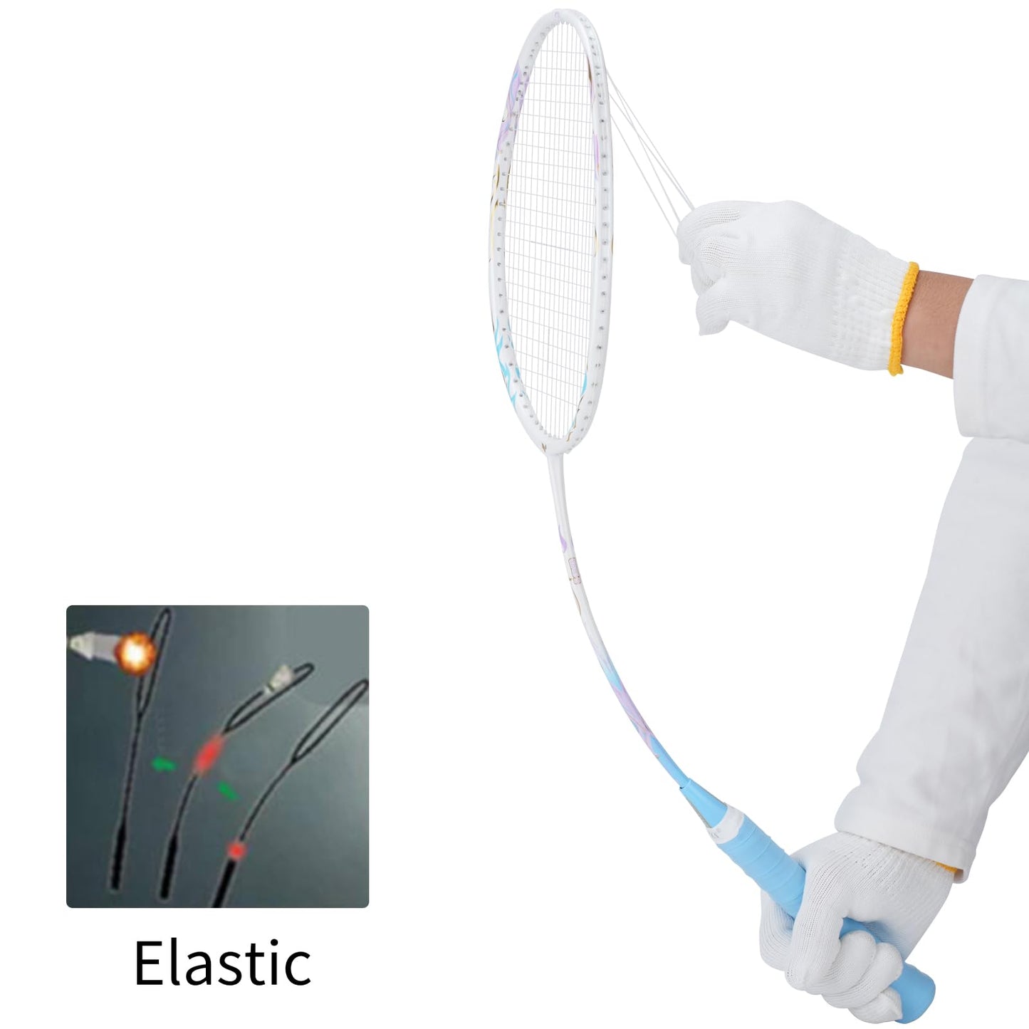 YODIMAN Single Professional Badminton Racket for Advanced Players - 50T Graphite Carbon Fiber with Aerodynamic Frame, Pre-Strung 26lbs, Ultra-Light 5U for Club & Tournament
