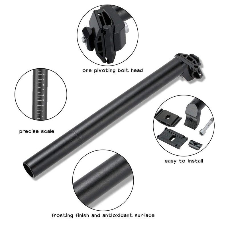 30.4 SeatPost 350mm CYSKY Bike Seat Post Suitable for Most Bicycle Mountain Bike Road Bike MTB MTN BMX (Aluminum Alloy, Adjustable, Black)