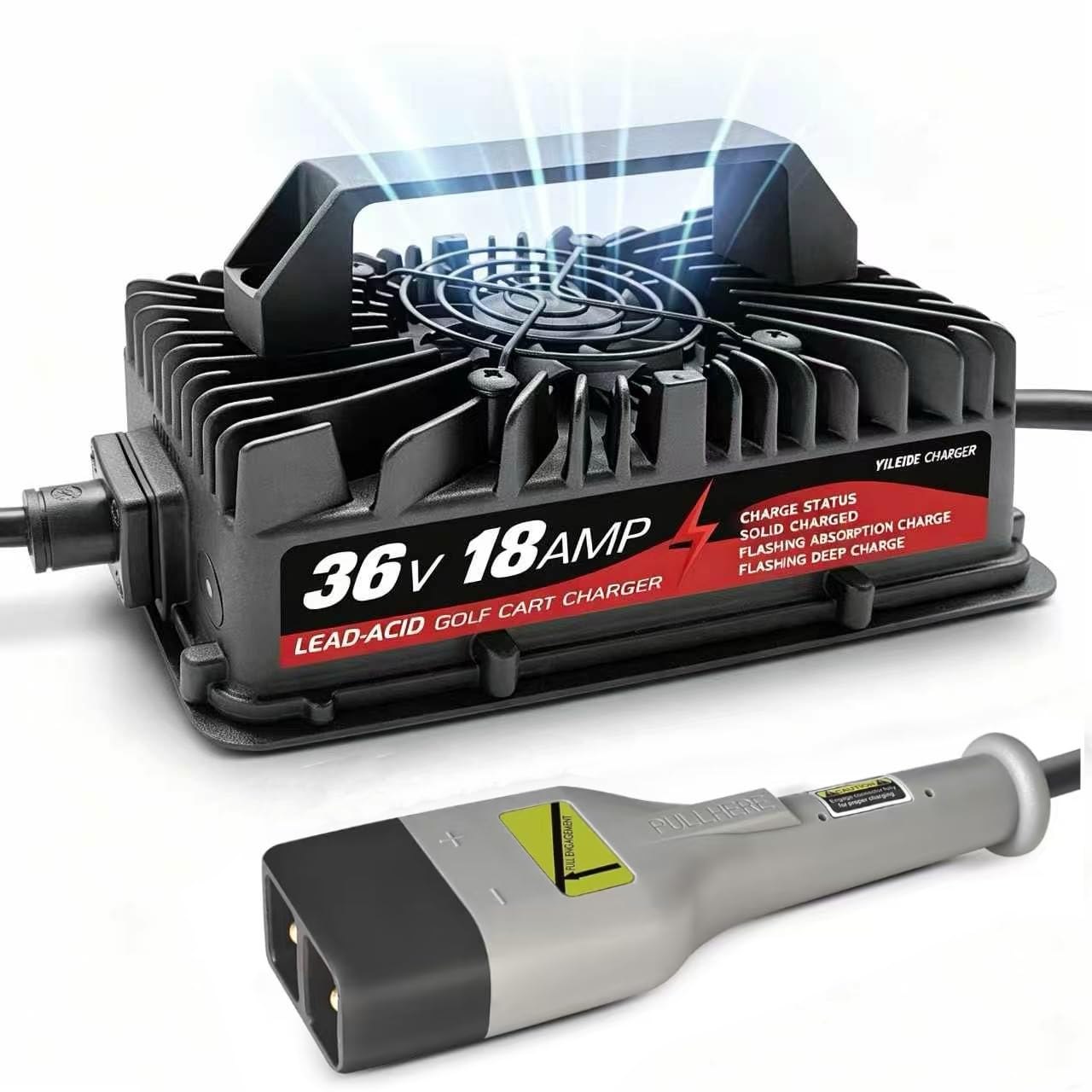 YILEIDE 36 Volt Golf Carts Battery Charger for 18 AMP EZGO TXT with 2-pin D Style Plug, for Lead-Acid Battery