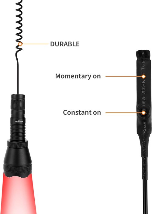 LUMENSHOOTER A10 Green Hunting Light - 1000 Lumens Zoomable Flashlight with Rubber Halo Shield | Red & White 850nm IR Torch
